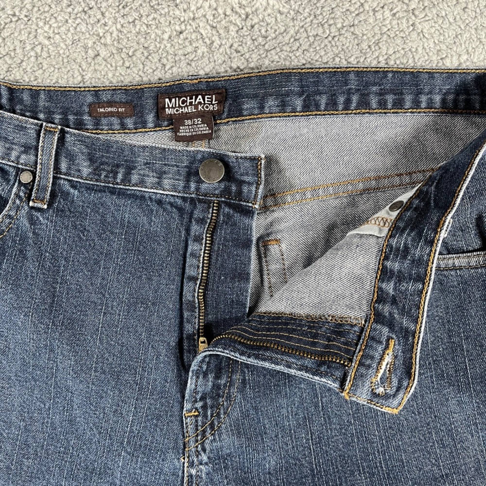 Michael Kors Mens Tailored Fit Jeans Blue Medium Wash 38x32 Straight Leg Denim - Picture 3 of 10